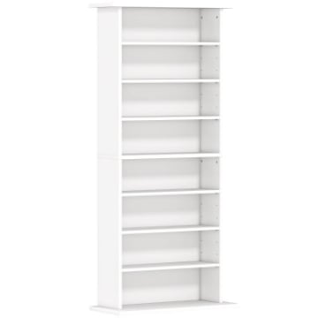 SCAFFALE PORTA CD CON 6 RIPIANI REGOLABILI, CAPACITÀ DI 360 CD/185 DVD, 58X24X124.5 CM, BIANCO