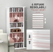 SCAFFALE PORTA CD CON 6 RIPIANI REGOLABILI, CAPACITÀ DI 360 CD/185 DVD, 58X24X124.5 CM, BIANCO