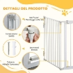 CANCELLETTO PER CANI CON CHIUSURA AUTOMATICA E SISTEMA DI BLOCCO, IN METALLO E PLASTICA, 180X74.5 CM, BIANCO