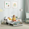 LETTO PER BAMBINI 3-8 ANNI BASSO IN LEGNO CON SPAZIO CONTENITORE E SPONDE LATERALI, 150X77X60 CM, VERDE