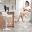 SET 2 SGABELLI DA BAR CON SCHIENALE, ALTEZZA REGOLABILE, SEDUTA GIREVOLE IN PELLE PU E POGGIAPIEDI, BIANCO