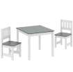 SET TAVOLO E SEDIE PER BAMBINI DA 3-8 ANNI 3 PZ IN LEGNO CON BORDI ARROTONDATI, GRIGIO E BIANCO
