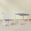SET TAVOLO E SEDIE PER BAMBINI DA 3-8 ANNI 3 PZ IN LEGNO CON BORDI ARROTONDATI, GRIGIO E BIANCO