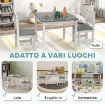 SET TAVOLO E SEDIE PER BAMBINI DA 3-8 ANNI 3 PZ IN LEGNO CON BORDI ARROTONDATI, GRIGIO E BIANCO