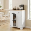 CREDENZA BASSA CON ARMADIETTO 2 ANTE, RIPIANI REGOLABILI E 2 CASSETTI, BIANCO E LEGNO