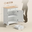 CREDENZA BASSA CON ARMADIETTO 2 ANTE, RIPIANI REGOLABILI E 2 CASSETTI, BIANCO E LEGNO