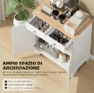 CREDENZA BASSA CON ARMADIETTO 2 ANTE, RIPIANI REGOLABILI E 2 CASSETTI, BIANCO E LEGNO