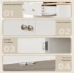 CREDENZA BASSA CON ARMADIETTO 2 ANTE, RIPIANI REGOLABILI E 2 CASSETTI, BIANCO E LEGNO
