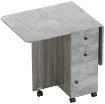 TAVOLO PIEGHEVOLE CON 2 CASSETTI E ARMADIETTO, 6 ROTELLE E FRENI, 120X60X76.5 CM, GRIGIO LEGNO E ROCCIA
