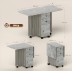 TAVOLO PIEGHEVOLE CON 2 CASSETTI E ARMADIETTO, 6 ROTELLE E FRENI, 120X60X76.5 CM, GRIGIO LEGNO E ROCCIA
