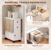 TAVOLO PIEGHEVOLE CON 2 CASSETTI E ARMADIETTO, 6 ROTELLE E FRENI, 120X60X76.5 CM, BIANCO E ROVERE