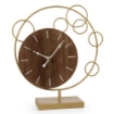OROLOGIO DA TAVOLO CON QUADRANTE IN LEGNO 24X7X27CM STRUTTURA IN METALLO DI COLORE ORO