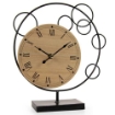 OROLOGIO DA TAVOLO CON QUADRANTE IN LEGNO 24X7X27CM STRUTTURA IN METALLO DI COLORE NERO