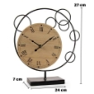 OROLOGIO DA TAVOLO CON QUADRANTE IN LEGNO 24X7X27CM STRUTTURA IN METALLO DI COLORE NERO