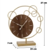 OROLOGIO DA TAVOLO CON QUADRANTE IN LEGNO 24X7X27CM STRUTTURA IN METALLO DI COLORE ORO