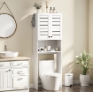 MOBILE SOPRA WC CON ARMADIETTO A 2 ANTE E RIPIANO APERTO, IN LEGNO BIANCO, 67X31.5X190 CM
