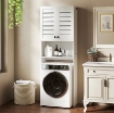 MOBILE SOPRA WC CON ARMADIETTO A 2 ANTE E RIPIANO APERTO, IN LEGNO BIANCO, 67X31.5X190 CM