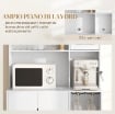 MOBILE DISPENSA CON PORTABOTTIGLIE, ARMADIETTI, RIPIANI E CASSETTO, IN TRUCIOLATO E LEGNO, 100X38X172 CM, BIANCO