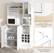 MOBILE DISPENSA CON PORTABOTTIGLIE, ARMADIETTI, RIPIANI E CASSETTO, IN TRUCIOLATO E LEGNO, 100X38X172 CM, BIANCO