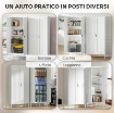 ARMADIO PER UFFICIO IN ACCIAIO A 3 RIPIANI REGOLABILI CON SERRATURA E 2 CHIAVI, 80X40X175 CM, BIANCO