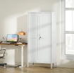 ARMADIO PER UFFICIO IN ACCIAIO A 3 RIPIANI REGOLABILI CON SERRATURA E 2 CHIAVI, 80X40X175 CM, BIANCO