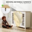 MOBILE CUCINA CON 2 CASSETTI E 3 ARMADIETTI, ANTE IN VETRO E RIPIANI REGOLABILI, 120X40X90 CM, BIANCO E ROVERE