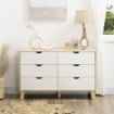 CASSETTIERA 6 CASSETTI CON MANIGLIE INTAGLIATE IN LEGNO 120X40X76 CM BIANCO E ROVERE