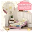 LETTO PER BAMBINI 3-8 ANNI BASSO IN LEGNO CON SPAZIO CONTENITORE E SPONDE LATERALI, 150X77X60 CM, ROSA