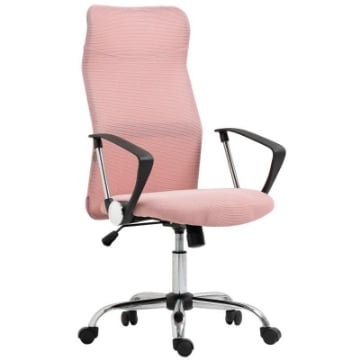 SEDIA ERGONOMICA DA UFFICIO GIREVOLE, ALTEZZA REGOLABILE E SCHIENALE A RETE, 63X65X109-119 CM, ROSA
