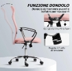 SEDIA ERGONOMICA DA UFFICIO GIREVOLE, ALTEZZA REGOLABILE E SCHIENALE A RETE, 63X65X109-119 CM, ROSA