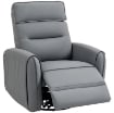 POLTRONA RELAX RECLINABILE MANUALMENTE CON POGGIAPIEDI IN TESSUTO EFFETTO PELLE E BASE GIREVOLE, GRIGIO