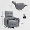 POLTRONA RELAX RECLINABILE MANUALMENTE CON POGGIAPIEDI IN TESSUTO EFFETTO PELLE E BASE GIREVOLE, GRIGIO