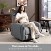 POLTRONA RELAX RECLINABILE MANUALMENTE CON POGGIAPIEDI IN TESSUTO EFFETTO PELLE E BASE GIREVOLE, GRIGIO