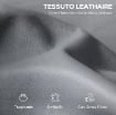 POLTRONA RELAX RECLINABILE MANUALMENTE CON POGGIAPIEDI IN TESSUTO EFFETTO PELLE E BASE GIREVOLE, GRIGIO
