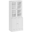 MOBILE LIBRERIA CON 2 ARMADIETTI, RIPIANI REGOLABILI E ANTE IN VETRO, 76X40X178.5 CM, BIANCO