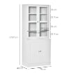 MOBILE LIBRERIA CON 2 ARMADIETTI, RIPIANI REGOLABILI E ANTE IN VETRO, 76X40X178.5 CM, BIANCO
