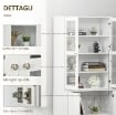 MOBILE LIBRERIA CON 2 ARMADIETTI, RIPIANI REGOLABILI E ANTE IN VETRO, 76X40X178.5 CM, BIANCO