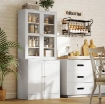 MOBILE LIBRERIA CON 2 ARMADIETTI, RIPIANI REGOLABILI E ANTE IN VETRO, 76X40X178.5 CM, BIANCO