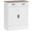 CREDENZA MODERNA 2 CASSETTI E ARMADIETTO 2 ANTE, RIPIANO INTERNO REGOLABILE, BIANCO E LEGNO