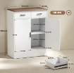 CREDENZA MODERNA 2 CASSETTI E ARMADIETTO 2 ANTE, RIPIANO INTERNO REGOLABILE, BIANCO E LEGNO