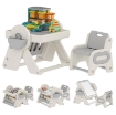 TAVOLO MULTIUSO PER BAMBINI CON RIPIANO CONTENITORE E CASSETTI, IN HDPE E PP, GRIGIO E BIANCO