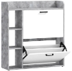 SCARPIERA SLIM CON 2 CASSETTI RIBALTABILI E 3 VANI APERTI, CAPACITÀ 15 SCARPE, 83X24X90.5 CM, GRIGIO