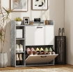 SCARPIERA SLIM CON 2 CASSETTI RIBALTABILI E 3 VANI APERTI, CAPACITÀ 15 SCARPE, 83X24X90.5 CM, GRIGIO