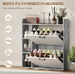 SCARPIERA SLIM CON 2 CASSETTI RIBALTABILI E 3 VANI APERTI, CAPACITÀ 15 SCARPE, 83X24X90.5 CM, GRIGIO