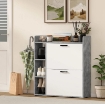 SCARPIERA SLIM CON 2 CASSETTI RIBALTABILI E 3 VANI APERTI, CAPACITÀ 15 SCARPE, 83X24X90.5 CM, GRIGIO