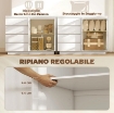CREDENZA BUFFET IN LEGNO CON 4 CASSETTI E ARMADIETTO CON ANTE IN VETRO E RIPIANI REGOLABILI, 120X40X91 CM, BIANCO