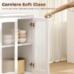 CREDENZA BUFFET IN LEGNO CON 4 CASSETTI E ARMADIETTO CON ANTE IN VETRO E RIPIANI REGOLABILI, 120X40X91 CM, BIANCO