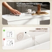 CREDENZA BUFFET IN LEGNO CON 4 CASSETTI E ARMADIETTO CON ANTE IN VETRO E RIPIANI REGOLABILI, 120X40X91 CM, BIANCO