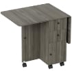 TAVOLO A RIBALTA A 6 ROTELLE CON 2 CASSETTI E ARMADIETTO AD ANTE, IN LEGNO, 120X60X76.5 CM, GRIGIO