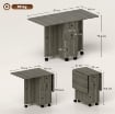TAVOLO A RIBALTA A 6 ROTELLE CON 2 CASSETTI E ARMADIETTO AD ANTE, IN LEGNO, 120X60X76.5 CM, GRIGIO